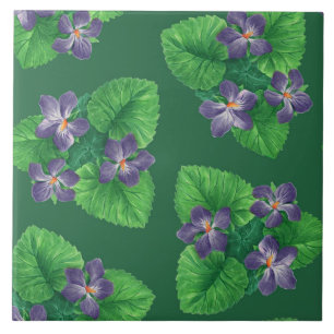 Violetten auf Smaragdgrün Fliese