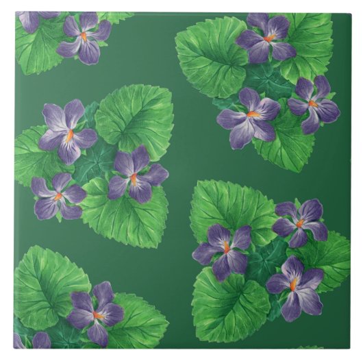 Violetten auf Smaragdgrün Fliese (Vorderseite)