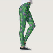 Violetten auf Smaragdgrün Leggings (Rechts)
