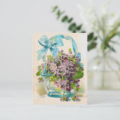 Violetten in einem Glaskorb Postkarte (Stehend Vorderseite)