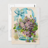Violetten in einem Glaskorb Postkarte (Vorne/Hinten)