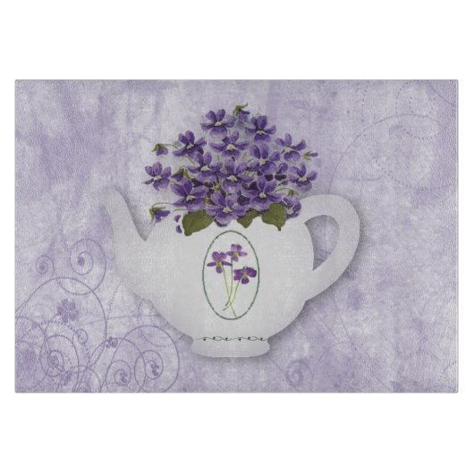 Violetten in einem Teekessel Schneidebrett (Vorderseite)