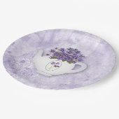 Violetten in Teekopfplatten Pappteller (Schrägansicht)