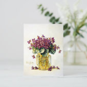 Violetten - Lilatfarbene Blumen in einer Vase Postkarte (Stehend Vorderseite)