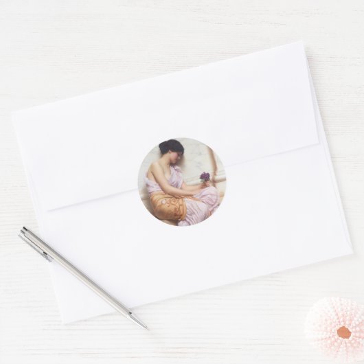 Violetten, Sweet Violets, John William Godward Runder Aufkleber (Umschlag)