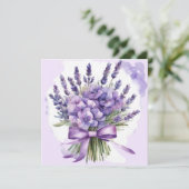 Violetten und Lavendelwaschmittel Blume Aquarellbi Karte (Stehend Vorderseite)