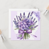 Violetten und Lavendelwaschmittel Blume Aquarellbi Karte (Vorderseite/Rückseite Beispiel)