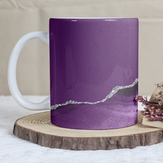 Violetter Achat-Silber-Glitter Kaffeetasse