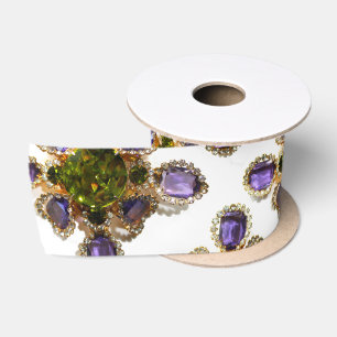Violetter Amethyst-Diamanten-Smaragd-Schmuck Satinband