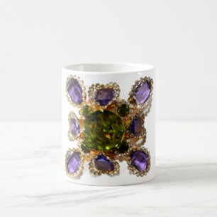 Violetter Amethyst Diamanten Smaragde Schmuck Kaffeetasse