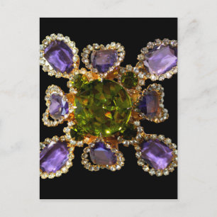 Violetter Amethyst Diamanten Smaragde Schmuck Postkarte