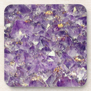 Violetter Amethyst-Kristall-Edelstein-Look Getränkeuntersetzer