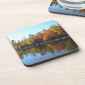 Violetter blauer orange Sonnenuntergang auf Getränkeuntersetzer (Linke Seite)