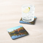 Violetter blauer orange Sonnenuntergang auf Getränkeuntersetzer (Rechte Seite)