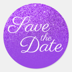 Violetter Glitter Ombre Save-the-Date-Karte Runder Aufkleber