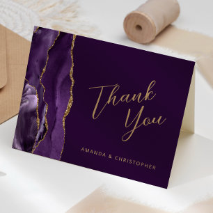 Violetter Gold-Achat-Schrift Pflaumen-Hochzeit Dan Karte