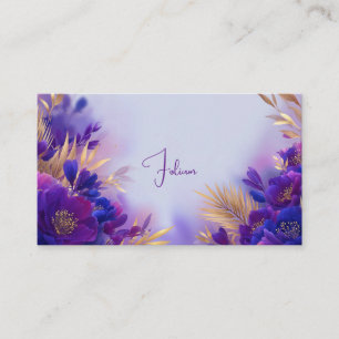 Violetter Goldener Blumen Geometrischer Rahmen Ele Visitenkarte