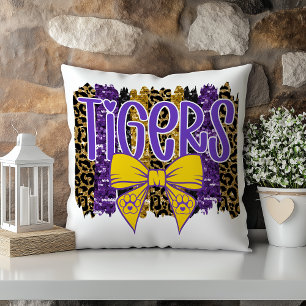 Violetter Goldener Tiger Football Louisiana Kissen