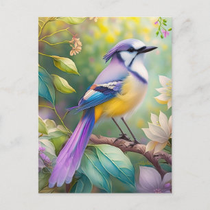 Violetter Haubenjay-Fantasievogel Postkarte