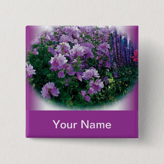 Violetter Hibiskus-Blumen-Button Button (Vorderseite)