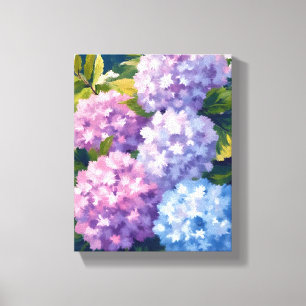 Violetter Hortensienbusch   Florale Aquarellmalere Leinwanddruck