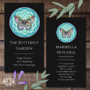 Violetter Indigo-Schmetterling Mystischer Mandala Visitenkarte