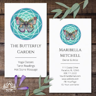 Violetter Indigo Schmetterling Mystisches Mandala Visitenkarte