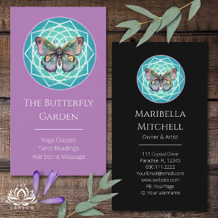 Violetter Indigo Schmetterling Mystisches Mandala Visitenkarte