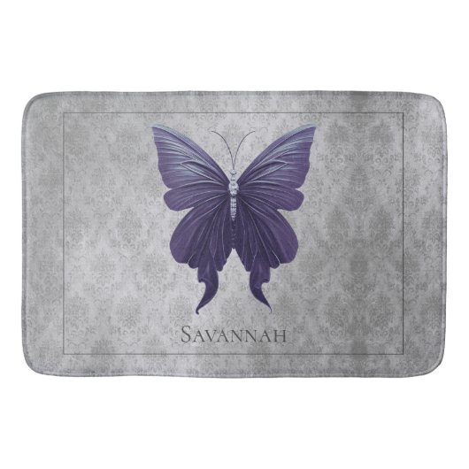 Violetter Juwelen-Schmetterling Badematte (Vorderseite)