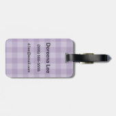 Violetter karierter Hintergrund Gepäckanhänger (Rückseite horizontal)