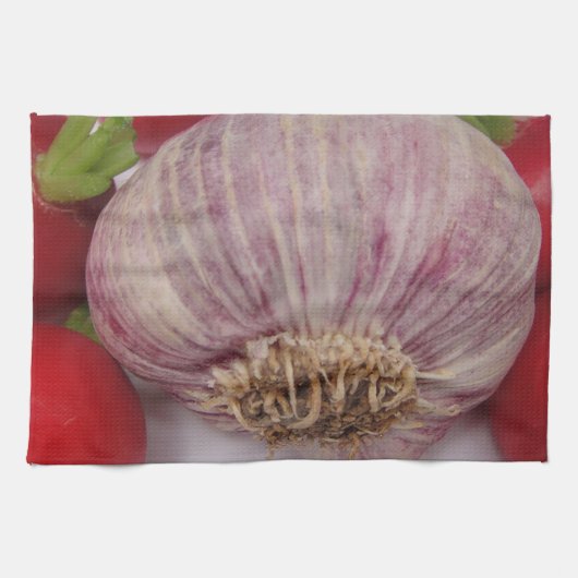 Violetter Knoblauch mit Radieschen Handtuch (Horizontal)