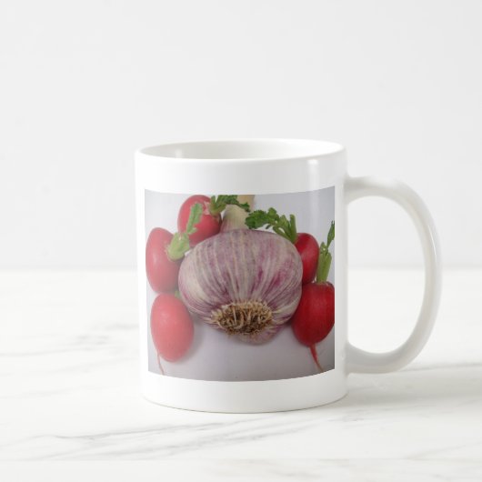 Violetter Knoblauch mit Radieschen Kaffeetasse (Rechts)