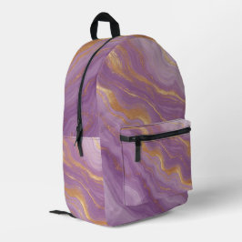 Violetter Marmorhintergrund mit goldenen Adern Bedruckter Rucksack