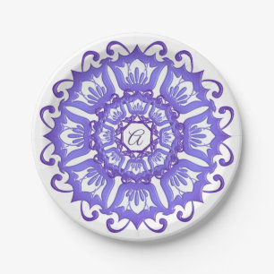 Violetter Mit Blumenmandala. Pappteller