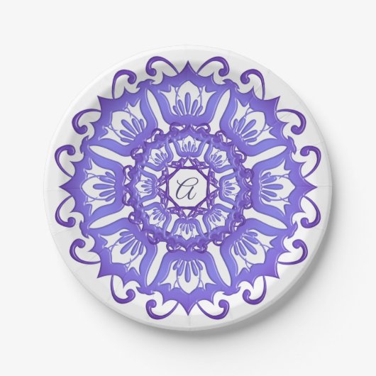 Violetter Mit Blumenmandala. Pappteller (Vorderseite)