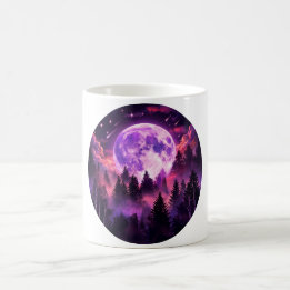 Violetter-Mond-Wald-Sternschnuppen-Kaffeebecher Kaffeetasse