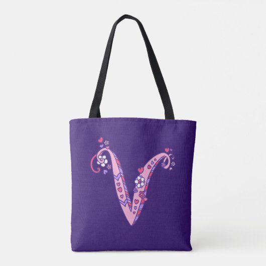 Violetter Name und Bedeutung der v-Monogrammtasche Tasche (Rückseite)