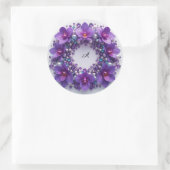 Violetter Orchideen-Kranzschmuck mit Perlen Runder Aufkleber (Tasche)