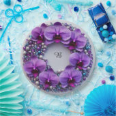 Violetter Orchideenkranzschmuck mit Perlen Pappteller (Party)