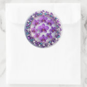 Violetter Orchideenkranzschmuck mit Perlen Runder Aufkleber (Tasche)