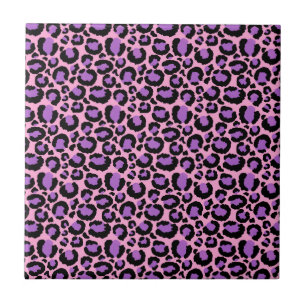 Violetter Rosa Gepard Leopard Muster Tierliebhaber Fliese