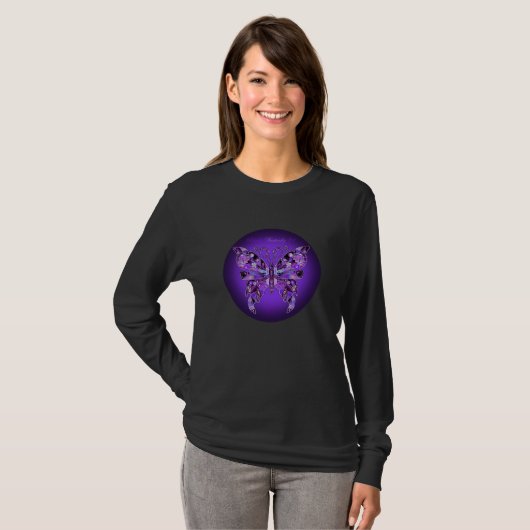 Violetter Schmetterling 31 T-Shirt (Vorne ganz)