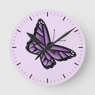 Violetter Schmetterling Runde Wanduhr