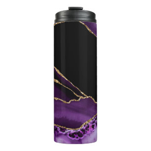 Violetter schwarzer Marmorachat Dunkler Glamour Go Thermosbecher