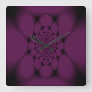 Violetter schwarzer Schmetterlingsblütenblatt Quadratische Wanduhr