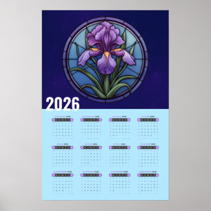 Violetter Schwertlilien-Wandkalender 2026 Poster
