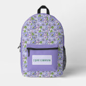 Violetter Stiefmütterchengarten Bedruckter Rucksack (Vorderseite)
