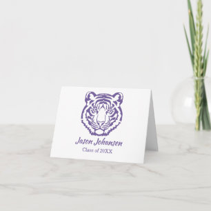 Violetter Tiger-Maskottchen-Schulabschluss Dankeskarte