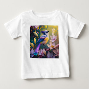Violetter Tuffgelber Fantasie Vogel mit Brustschmu Baby T-shirt