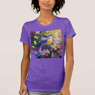 Violetter Tuffgelber Fantasie Vogel mit Brustschmu T-Shirt